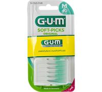 Sunstar G.U.M Soft Picks-632 Bâtonnets Interdentaires Doux En Caoutchouc. Sans Métal Ni Latex.,Blanc/Vert-50 Unités-Taille M