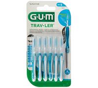 Sunstar Gum Trav-Ler Brosse à Dents Manuelle Interdental, Bleu, Lot de 6