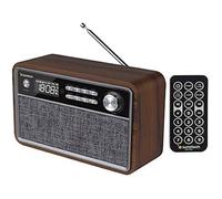SUNSTECH RPBT500 Radio FM compacte en Bois avec présélections, Mode Horloge, Double Alarme, Haut-Parleur Bluetooth (v4.2) de Basses