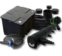 SunSun Kit complet: CBF-350 Filtre de bassin jusqu'à 12000 L Biologique, CTF-6000 pompe de filtration 6000l/h 40W, CUV-272 lampe uv 72W, 25m Tuyau 25 mm, CSP-250 Écumeur 2500l/h 45W