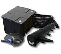 SunSun Kit complet: CBF-350 Filtre de bassin jusqu'à 12000 L Biologique, CTF-6000 SuperECO pompe de filtration 6000l/h 40W, CUV-272 lampe uv UVC Clarificateur avec 72W, 25m Tuyau 25 mm