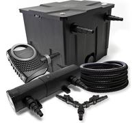 SunSun Kit complet: CBF-350 Filtre de bassin jusqu'à 12000 L Biologique, CTF-8000 pompe de filtration 8000l/h 70W, CUV-224 lampe uv UVC Clarificateur avec 24W, 25m Tuyau 25 mm, Y-distributeur