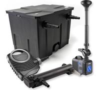 SunSun Kit complet: CBF-350 Filtre de bassin jusqu'à 12000 L Biologique, CTF-8000 pompe de filtration 8000l/h 70W, CUV-324 lampe uv UVC Clarificateur avec 24W, CTP-2803 Pompe pour fontaine 3000l/h 10W