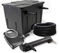 SunSun Kit complet: CBF-350 Filtre de bassin jusqu'à 12000 L Biologique, CTF-8000 SuperECO pompe de filtration 8000l/h 70W, CUV-324 lampe uv UVC Clarificateur avec 24W, 25m Tuyau 25 mm