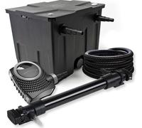 SunSun Kit complet: CBF-350 Filtre de bassin jusqu'à 12000 L Biologique, NEO10000 SuperECO pompe de filtration 10000l/h 80W, CUV-672 lampe uv UVC Clarificateur avec 72W, 25m Tuyau 25 mm