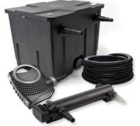 SunSun Kit complet: CBF-350 Filtre de bassin jusqu'à 12000 L Biologique, NEO10000 SuperECO pompe de filtration 10000l/h 80W, CUV-336 lampe uv UVC Clarificateur avec 36W, 25m Tuyau 25 mm