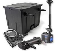 SunSun Kit complet: CBF-350 Filtre de bassin jusqu'à 12000 L Biologique, NEO7000 pompe de filtration 7000l/h 50W, CUV-318 lampe uv UVC Clarificateur avec 18W, CTP-2803 Pompe pour fontaine 3000l/h 10W