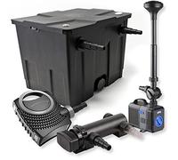 SunSun Kit complet: CBF-350 Filtre de bassin jusqu'à 12000 L Biologique, NEO7000 pompe de filtration 7000l/h 50W, CUV-318 lampe uv UVC Clarificateur avec 18W, CTP-2803 Pompe pour fontaine 3000l/h 10W