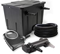 SunSun Kit complet: CBF-350 Filtre de bassin jusqu'à 12000 L Biologique, NEO7000 SuperEco pompe de filtration 7000l/h 50W, CUV-318 lampe uv UVC Clarificateur avec 18W, 25m Tuyau 25 mm (1")