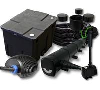 SunSun Kit complet: CBF-350 Filtre de bassin jusqu'à 12000 L, CTF-3800 pompe de filtration 3600l/h 20W, CUV-272 lampe uv 72W, 25m Tuyau 25 mm, CSP-250 Écumeur 2500l/h 45W, HJ-943 fontaine 800l/h 16W