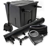 SunSun Kit complet: CBF-350 Filtre de bassin jusqu'à 12000 L, CTF-8000 pompe de filtration 8000l/h 70W, CUV-272 lampe uv 72W, 25m Tuyau 25 mm, HJ-943 fontaine 800l/h 16W, Y-distributeur