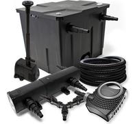 SunSun Kit complet: CBF-350 Filtre de bassin jusqu'à 12000 L, CTF-8000 pompe de filtration 8000l/h 70W, CUV-236 lampe uv 36W, 25m Tuyau 25 mm, HJ-943 fontaine 800l/h 16W, Y-distributeur