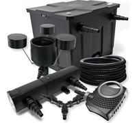 SunSun Kit complet: CBF-350 Filtre de bassin jusqu'à 12000 L, CTF-8000 pompe de filtration 8000l/h 70W, CUV-224 lampe uv 24W, 25m Tuyau 25 mm, CSP-250 Écumeur 2500l/h 45W, Y-distributeur