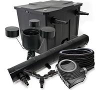 SunSun Kit complet: CBF-350 Filtre de bassin jusqu'à 12000 L, CTF-8000 pompe de filtration 8000l/h 70W, CUV-272 lampe uv 72W, 25m Tuyau 25 mm, CSP-250 Écumeur 2500l/h 45W, Y-distributeur