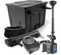 SunSun Kit complet: CBF-350 Filtre de bassin jusqu'à 12000 L, NEO10000 pompe de filtration 10000l/h 80W, CUV-336 lampe uv 36W, 25m Tuyau 25 mm, CTP-5003 fontaine 5000l/h 30W