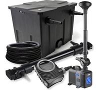 SunSun Kit complet: CBF-350 Filtre de bassin jusqu'à 12000 L, NEO10000 pompe de filtration 10000l/h 80W, CUV-672 lampe uv 72W, 25m Tuyau 25 mm, CTP-5003 fontaine 5000l/h 30W