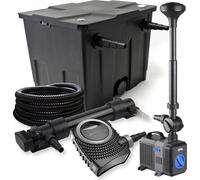 SunSun Kit complet: CBF-350 Filtre de bassin jusqu'à 12000 L, NEO10000 pompe de filtration 10000l/h 80W, CUV-636 lampe uv 36W, 25m Tuyau 25 mm, CTP-5003 fontaine 5000l/h 30W