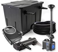 SunSun Kit complet: CBF-350 Filtre de bassin jusqu'à 12000 L, NEO7000 pompe de filtration 7000l/h 50W, CUV-318 lampe uv 18W, 25m Tuyau 25 mm, CTP-2803 fontaine 3000l/h 10W