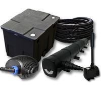 SunSun Kit complet: CBF-350 Filtre de bassin jusqu'à 12000L Biologique, CTF-3800 pompe de filtration 3600l/h 20W, CUV-272 lampe uv 72W, 25m Tuyau 25 mm, HJ-943 fontaine 800l/h 16W