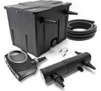 SunSun Kit complet: CBF-350 Filtre de bassin jusqu'à 12000L Biologique, NEO3800 pompe de filtration 3600l/h 20W, CUV-236 lampe uv 36W, 5m Tuyau 38 mm (1 1/2"), collier de serrage 44-47mm