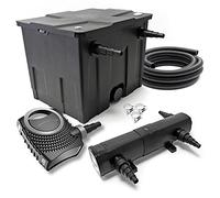 SunSun Kit complet: CBF-350 Filtre de bassin jusqu'à 12000L Biologique, NEO6000 pompe de filtration 6000l/h 40W, CUV-224 lampe uv 24W, 5m Tuyau 38 mm (1 1/2"), collier de serrage 44-47mm