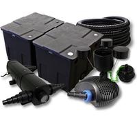 SunSun Kit complet: CBF-350B Filtre de bassin jusqu'à 60000 L Biologique, CTF-6000 pompe de filtration 6000l/h 40W, CUV-224 lampe uv 24W, 25m Tuyau 25 mm, CSP-250 Écumeur 2500l/h 45W