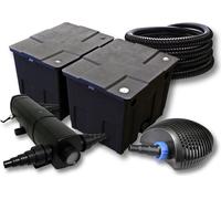 SunSun Kit complet: CBF-350B Filtre de bassin jusqu'à 60000 L Biologique, CTF-6000 SuperECO pompe de filtration 6000l/h 40W, CUV-224 lampe uv UVC Clarificateur avec 24W, 25m Tuyau 25 mm