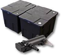 SunSun Kit complet: CBF-350B Filtre de bassin jusqu'à 60000 L Biologique, CUV-318 lampe uv UVC Clarificateur avec 18 Watt Puissance UV-C
