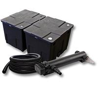 SunSun Kit complet: CBF-350B Filtre de bassin jusqu'à 60000 L Biologique, CUV-324 lampe uv UVC Clarificateur avec 24W, 5m Tuyau 25 mm (1")
