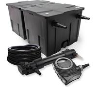 SunSun Kit complet: CBF-350B Filtre de bassin jusqu'à 60000 L Biologique, NEO10000 SuperECO pompe de filtration 10000l/h 80W, CUV-636 lampe uv UVC Clarificateur avec 36W, 25m Tuyau 25 mm