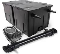SunSun Kit complet: CBF-350B Filtre de bassin jusqu'à 60000 L Biologique, NEO10000 SuperECO pompe de filtration 10000l/h 80W, CUV-672 lampe uv UVC Clarificateur avec 72W