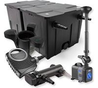 SunSun Kit complet: CBF-350B Filtre de bassin jusqu'à 60000 L Biologique, NEO7000 pompe de filtration 7000l/h 50W, CUV-318 lampe uv UVC Clarificateur avec 18W, CTP-2803 Pompe pour fontaine 3000l/h 10W