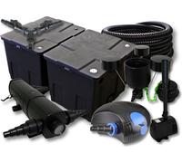 SunSun Kit complet: CBF-350B Filtre de bassin jusqu'à 60000 L, CTF-12000 pompe 12000l/h 100W, CUV-236 lampe uv 36W, 25m Tuyau 25mm, CSP-250 Écumeur 2500l/h, HJ-943 fontaine 800l/h, Y-distributeur