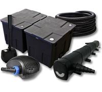 SunSun Kit complet: CBF-350B Filtre de bassin jusqu'à 60000 L, CTF-6000 pompe de filtration 6000l/h 40W, CUV-272 lampe uv 72W, 25m Tuyau 25 mm, HJ-943 fontaine 800l/h 16W