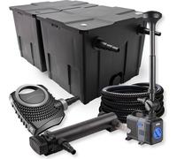 SunSun Kit complet: CBF-350B Filtre de bassin jusqu'à 60000 L, CTF-8000 pompe de filtration 8000l/h 70W, CUV-324 lampe uv 24W, 25m Tuyau 25 mm, CTP-2803 fontaine 3000l/h 10W