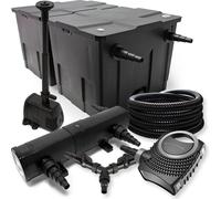 SunSun Kit complet: CBF-350B Filtre de bassin jusqu'à 60000 L, NEO10000 pompe de filtration 10000l/h 80W, CUV-236 lampe uv 36W, 25m Tuyau 25 mm, HJ-943 fontaine 800l/h 16W, Y-distributeur