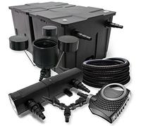 SunSun Kit complet: CBF-350B Filtre de bassin jusqu'à 60000 L, NEO10000 pompe de filtration 10000l/h 80W, CUV-236 lampe uv 36W, 25m Tuyau 25 mm, CSP-250 Écumeur 2500l/h 45W, Y-distributeur