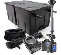SunSun Kit complet: CBF-350B Filtre de bassin jusqu'à 60000 L, NEO10000 pompe de filtration 10000l/h 80W, CUV-636 lampe uv 36W, 25m Tuyau 25 mm, CTP-5003 fontaine 5000l/h 30W
