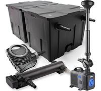 SunSun Kit complet: CBF-350B Filtre de bassin jusqu'à 60000L Biologique, NEO10000 pompe de filtration 10000l/h 80W, CUV-336Lampe uv UVC Clarificateur avec 36W, CTP-5003 Pompe pour fontaine 5000l/h 30W