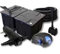 SunSun Kit complet: CBF-350B Filtre de bassin jusqu'à 60000L, CTF-12000 pompe de filtration 12000l/h 100W, CUV-224 lampe uv 24W, 25m Tuyau 25mm, HJ-943 fontaine 800l/h 16W, Y-distributeur