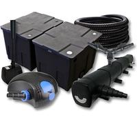 SunSun Kit complet: CBF-350B Filtre de bassin jusqu'à 60000L, CTF-12000 pompe de filtration 12000l/h 100W, CUV-272 lampe uv 72W, 25m Tuyau 25mm, HJ-943 fontaine 800l/h 16W, Y-distributeur