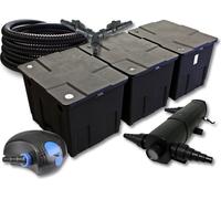 SunSun Kit complet: CBF-350C Filtre de bassin jusqu'à 90000 L Biologique, CTF-12000 pompe de filtration 12000l/h 100W, CUV-218 lampe uv UVC Clarificateur avec 18W, 25m Tuyau 25 mm, Y-distributeur