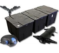 SunSun Kit complet: CBF-350C Filtre de bassin jusqu'à 90000 L Biologique, CTF-12000 SuperECO pompe de filtration 12000l/h 100W, CUV-218 lampe uv UVC Clarificateur avec 18W, Y-distributeur