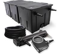 SunSun Kit complet: CBF-350C Filtre de bassin jusqu'à 90000 L Biologique, CTF-8000 SuperECO pompe de filtration 8000l/h 70W, CUV-336 lampe uv UVC Clarificateur avec 36W, 25m Tuyau 25 mm