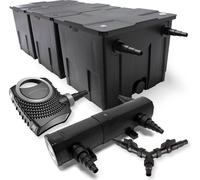 SunSun Kit complet: CBF-350C Filtre de bassin jusqu'à 90000 L Biologique, CTF-8000 SuperECO pompe de filtration 8000l/h 70W, CUV-224 lampe uv UVC Clarificateur avec 24W, Y-distributeur