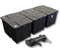 SunSun Kit complet: CBF-350C Filtre de bassin jusqu'à 90000 L Biologique, CUV-318 lampe uv UVC Clarificateur avec 18 Watt Puissance UV-C