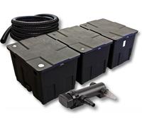 SunSun Kit complet: CBF-350C Filtre de bassin jusqu'à 90000 L Biologique, CUV-318 lampe uv UVC Clarificateur avec 18W, 5m Tuyau 25 mm (1")