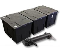 SunSun Kit complet: CBF-350C Filtre de bassin jusqu'à 90000 L Biologique, CUV-324 lampe uv UVC Clarificateur avec 24 Watt Puissance UV-C