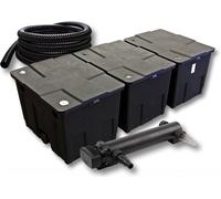 SunSun Kit complet: CBF-350C Filtre de bassin jusqu'à 90000 L Biologique, CUV-324 lampe uv UVC Clarificateur avec 24W, 5m Tuyau 25 mm (1")