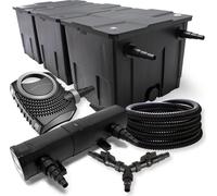 SunSun Kit complet: CBF-350C Filtre de bassin jusqu'à 90000 L Biologique, NEO10000 pompe de filtration 10000l/h 80W, CUV-224 lampe uv UVC Clarificateur avec 24W, 25m Tuyau 25 mm, Y-distributeur